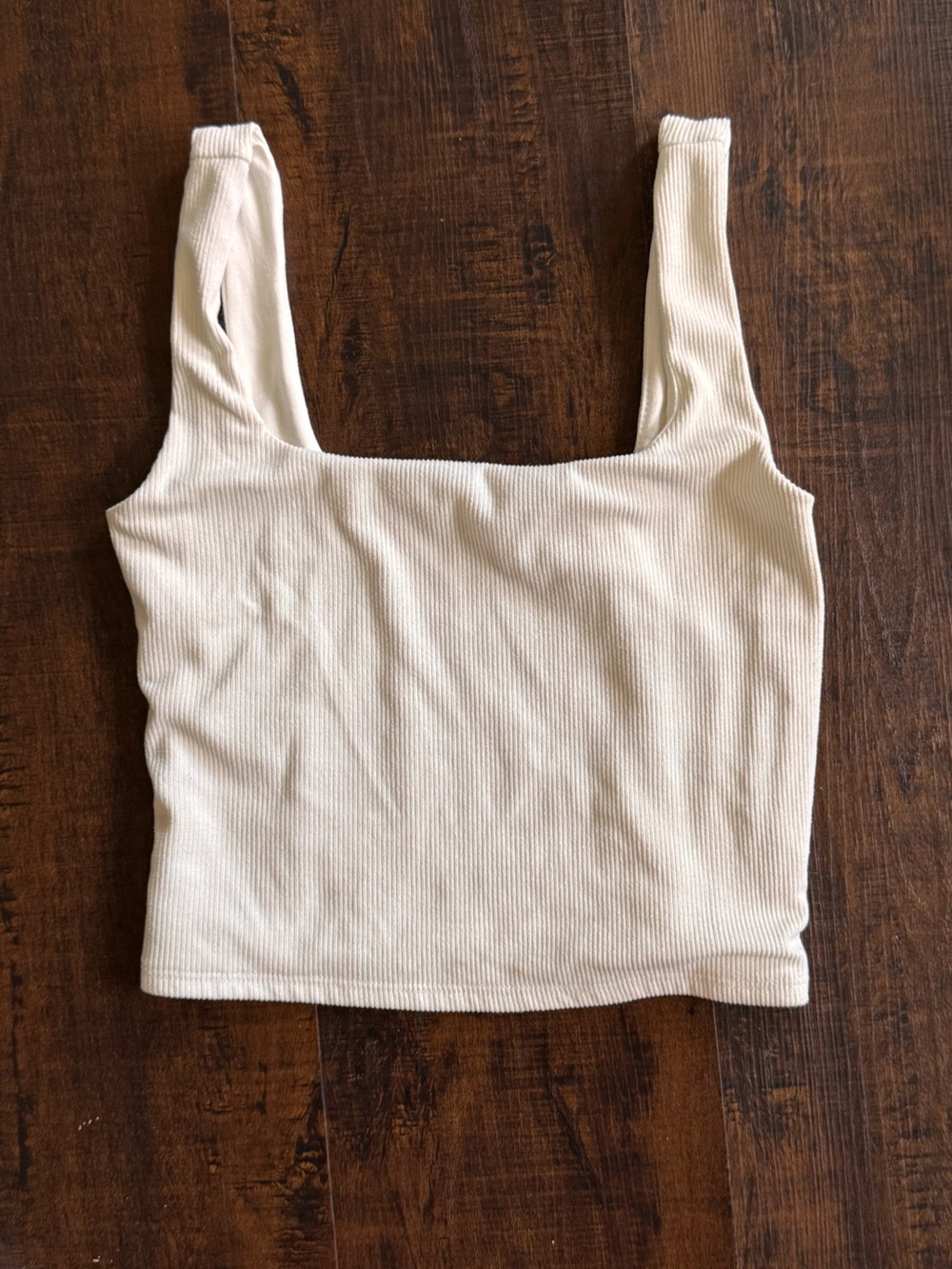 gaze white Ribbed Square-Neck Crop Tank